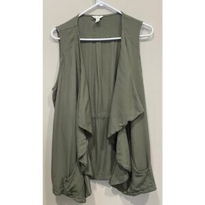 Est. 1946 Womens Cardigan Vest Green Draped Sleeveless Open Front  Sz Large